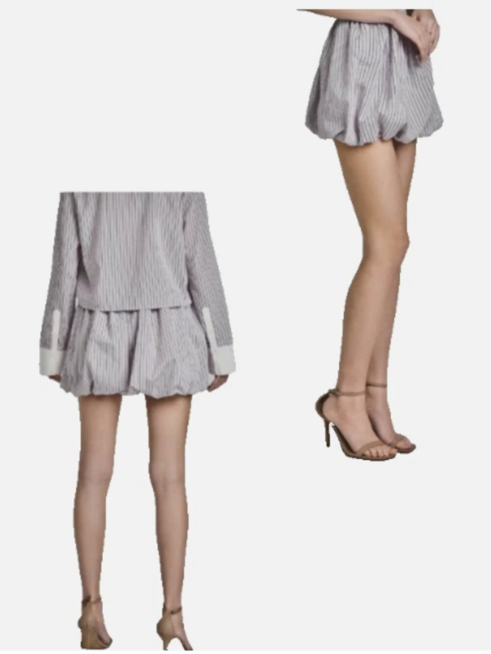 Wayf Pink Stripe Bonnie Bubble Hem Mini Skirt NWT SZ M